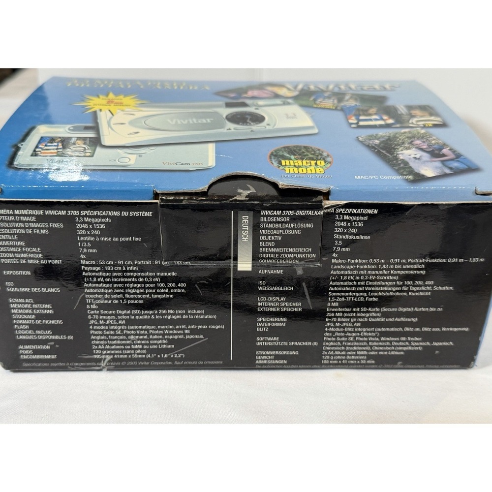 Vivitar ViviCam 3705 3.3MP Digital Camera Silver Tested Powers On w/ Box - Picture 7 of 7